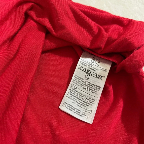 OLD NAVY Girls Red Luxe Holiday Shirt "Oh What Fun" 3/4 Sleeve XL 14 - Picture 4 of 7